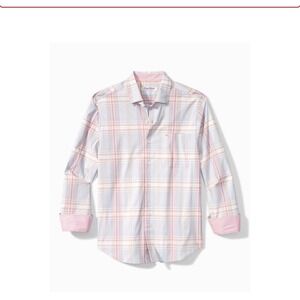 Tommy Bahama Sarasota Stretch Plaid Long Sleeve Button Down Shirt Men Large